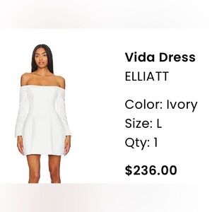 Elliatt Vida Dress in white size Large